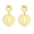 Fashion Jewelry Earrings Waterproof Stainless Steel Leaf Shaped Pendant Hollow Titanium Steel Jewelry Wholesale for Women