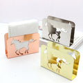 Gold & Rose Gold & Silver Stainless Steel Running Horse Design Metal Napkin Holder for Dinner Table Picnic Table