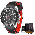 LIGE LG10027 Watch for Mens Quartz Watch Sports Wristwatches Colorful Multi Functional Tonneau Type Watch With Auto Date+box