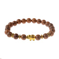 Natural Wood Bead Bracelet with Lava Stone Gold Plated Trendy Gift for Men Women Yoga Animal Decoration