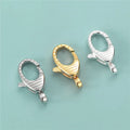 Wholesale 925 Sterling Silver Stripes Spring Clasp 18k Gold Plated Drop Lobster Clasp for Bracelet Necklace Jewelry Making