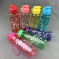 Transparent PET Plastic Water Bottle Non-Slip Portable Outdoor Sports Cold Kettle 600ml for Camping Straight Drinking Space