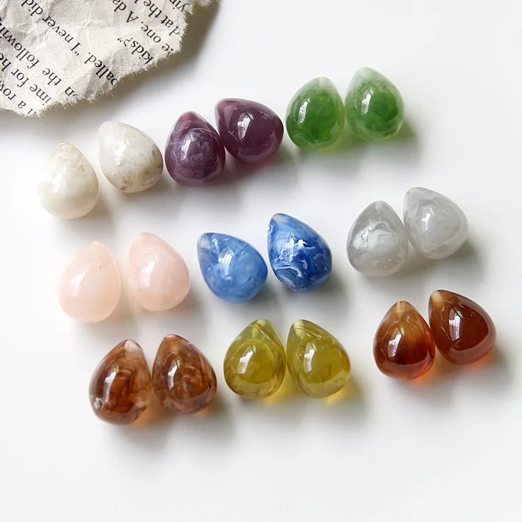 Simple 12*17mm Dying 3D Waterdrop Pendant Colorful Resin Dangle Charm for DIY Bracelet Necklace Earring Jewelry Accessories