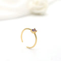Wholesale 14K Gold Plated Rectangle Shape Inlaid Purple Zircon Open Adjustable Jewelry Ring