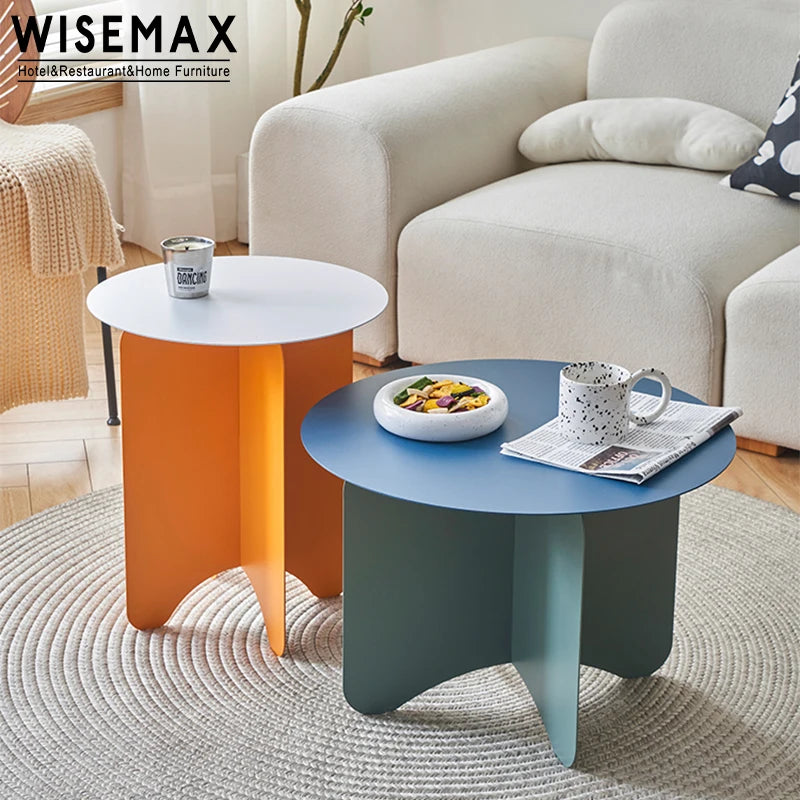 WISEMAX FURNITURE Nordic Home Small Corner Table Furniture Living Room Minimalist Metal Round Coffee Table for Home
