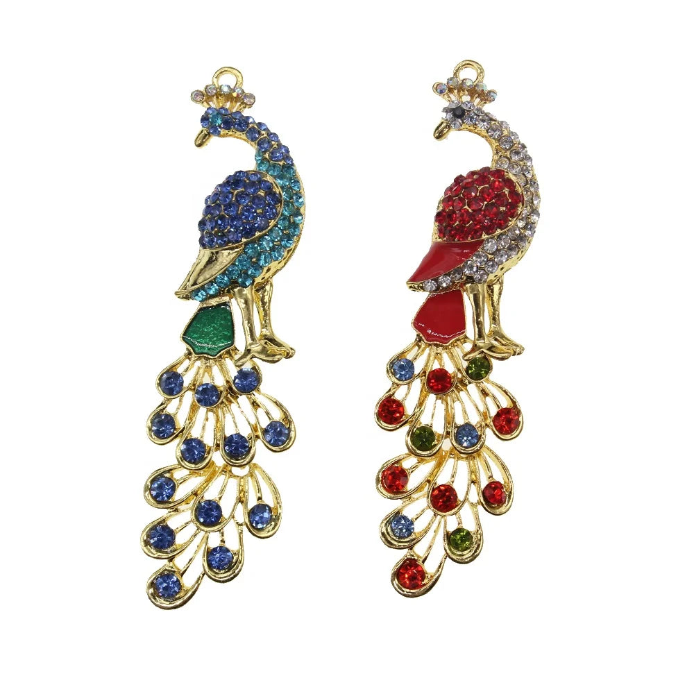 Luxury Crystal Animal Bird Peacock Bird Pendant Charms for Necklace Keychain