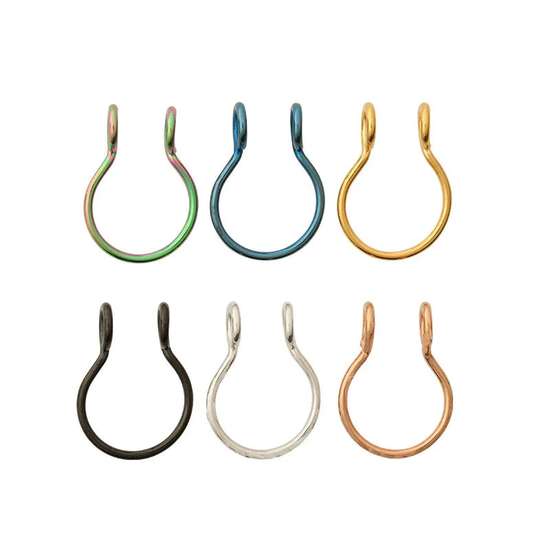 Fake Nose Ring Hoop Faux Septum Rings 20g 316L Stainless Steel Non Piercing Clip on Nose Hoop Rings Faux Body Piercing Jewelry
