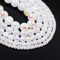 Wholesale 6 8 10 12mm Rainbow Plating White Cracked Crystal Round Loose Stone Beads for Jewelry Diy Making