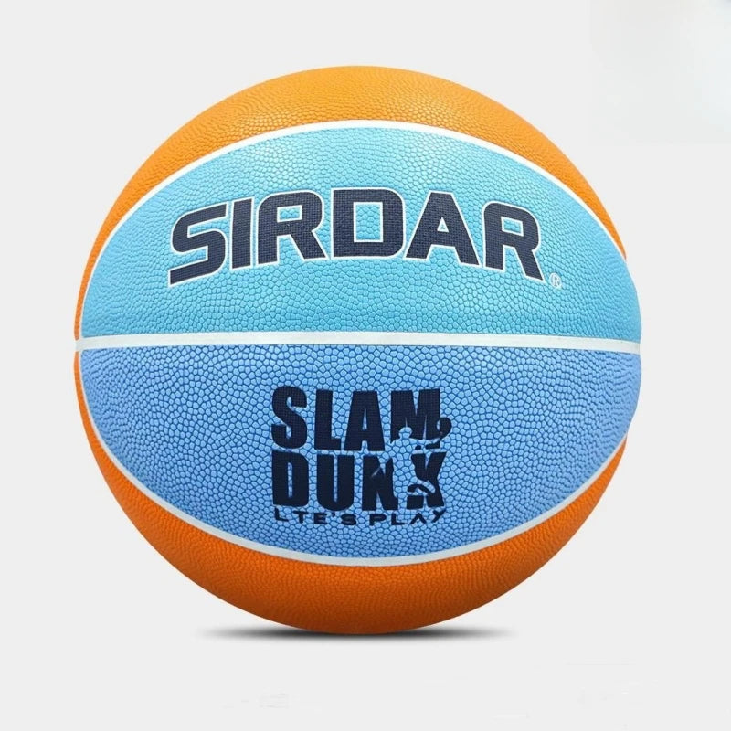 Wholesale Custom Logo PU Leather Blue Orange Size 5 6 7 Basketball Ball