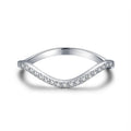 Simple 925 Sterling Silver Fashion CZ Diamond Wave Shape Stacking Rings for Women