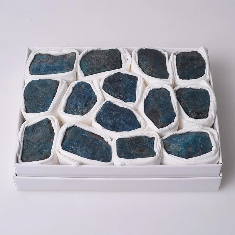 HZ Raw Crystal Collector Box Crystal Kit Gift Set Meditation Natural Stone Blue Apatite Gift Box Collection