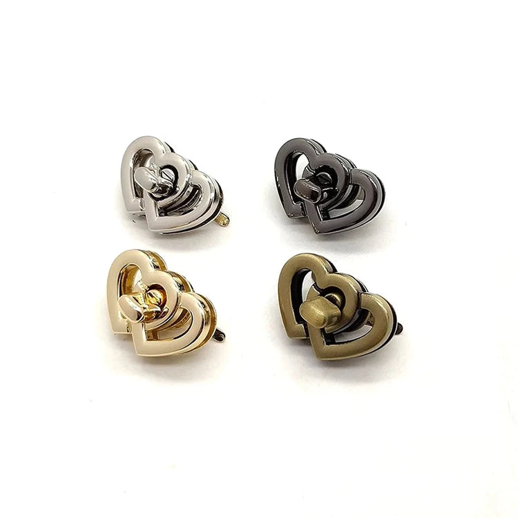 Double Heart Lock Heart-Shaped Zinc Alloy Metal Twist Lock for Luggage Accessories