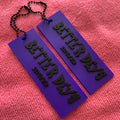 Vivid Purple Color 3D Effect logo Rubber Swing Tagnewest Design Soft Silicone Hangtag With Black Metal Ballchain