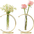 Hot Sale Moon Shaped Iron Hanging Stand Rack Holder With Glass Tube Decorative Vase for Home Wedding Decoration
