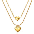 Fashion Stainless Steel Double Layer Chains Heart Pendant Necklace