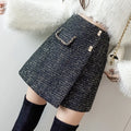 Women Autumn Winter New High Waist Woolen Skirts Thickened Wrapped Hip Button Short Skirt Simple Casual Versatile A-line Skirt