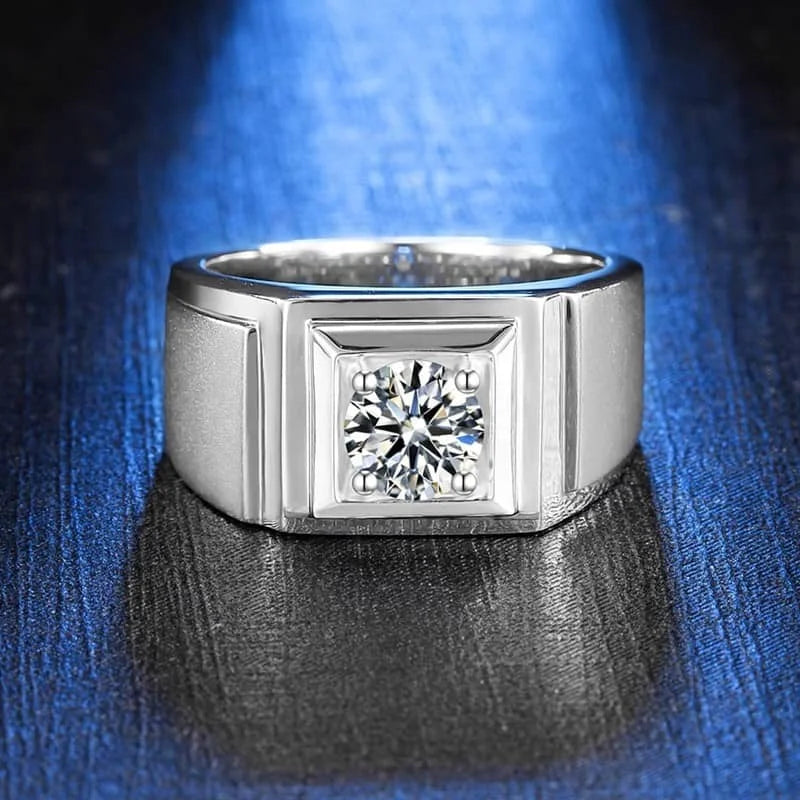 Best Quality 1 Carat D Color VVS1 Moissanite Ring for Men 925 Sterling Silver with Diamond Tester Elegant and Stylish