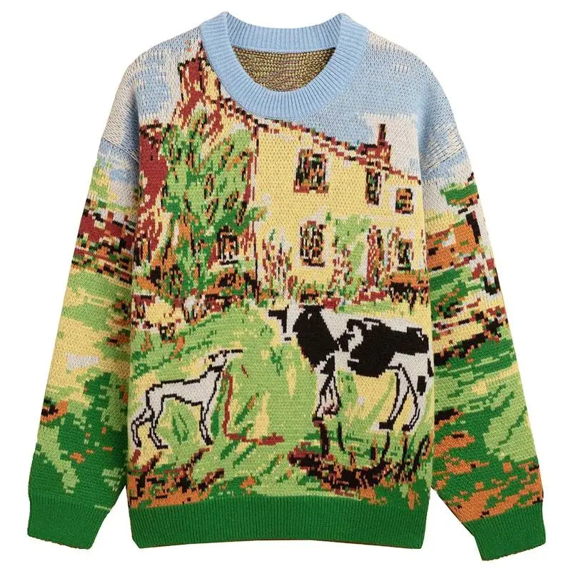 2026 Custom Design Men's Long Sleeve Winter Cotton Knit Crew Neck Sweater Anti-Shrink Jacquard Knitwear OEM ODM Custom Knitted