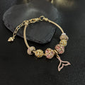 Wholesale 18K Golden Plated Crystal Fish Tail Red Heart Charms Beads Women Charms Bracelets