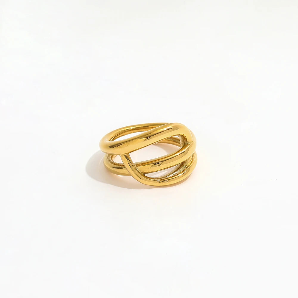 Fenny High End PVD No Fade Fashion Abstract Personality Linellae Ring Trendy for Women Tarnish Free Wholesale Stainless Steel