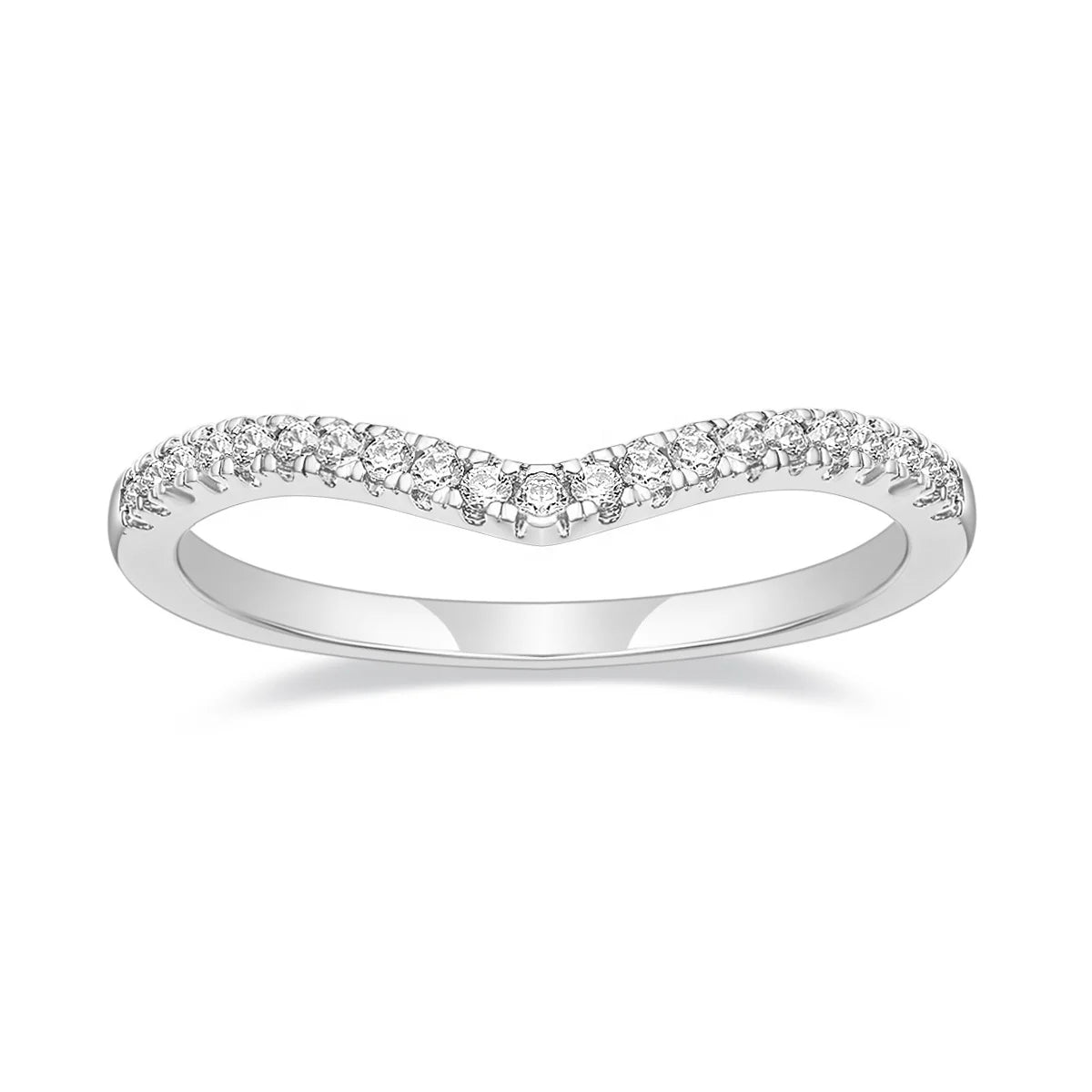 OAHLAN Fashion Classic Jewelry Cubic Zirconia Eternity Band V Shape CZ Stacking Engagement Copper Rings for Women Wedding Gift