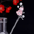 Chinese Traditional Style Delicate Flower Pearl Metal Hair Sticks Elegant Plum Blossom Accessories Hair Clip for Women Girls