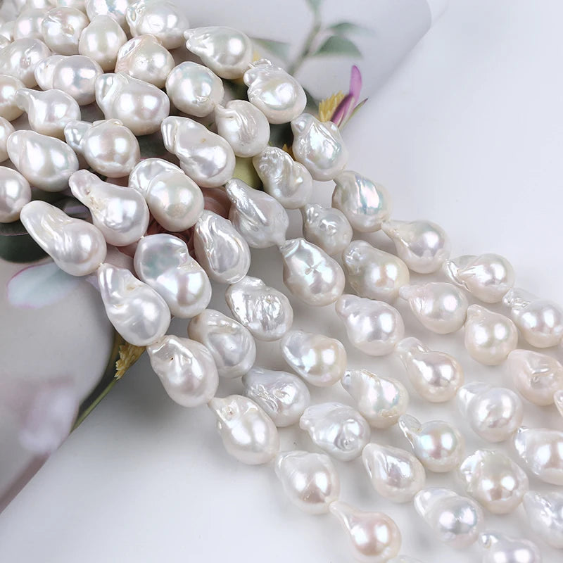 Zhuji Wholesale 13-16mm Natural White Baroque Freshwater Pearl Strands Loose Pearls in Color