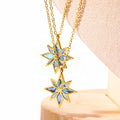 Dina Vintage 18K Gold Waterproof Stainless Steel Necklace Handmade Natural Abalone Shell Hexagram David Star Pendant Jewelry