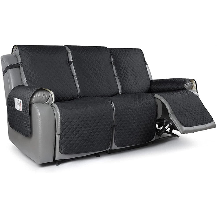 Easy-going Reversible Classic 100% Polyester Living Couch Cover Elastic Straps Split Design 3 Seat Recliner Sofa Customized