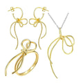 Lotus Fun Fashion 925 Sterling Silver  Wholesale Tthailand Handmade Golden String Chinese Knot Pendant  Jewelry Set for Women