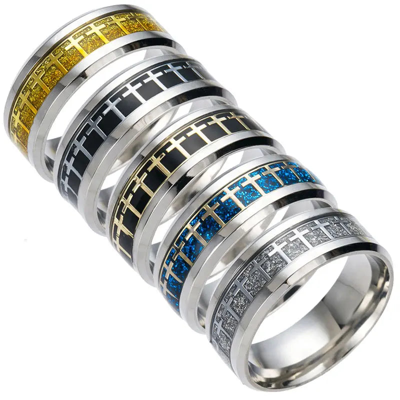 Wholesale Stainless Steel Platinum Plated Christian Religious Jesus Cross Ring Ornaments Fashionable Unisex Gift for Easter