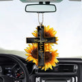 Sunflower God Jesus Cross Christian Car Mirror Charm Pendant Home Wall Hangings Decor