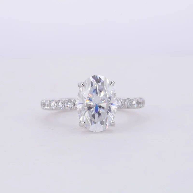 Starsgem 14k Solid Gold Jewelry Moissanite Oval Eternity Ring Accept Customized Different Oval 7x10 Moissanite Ring.