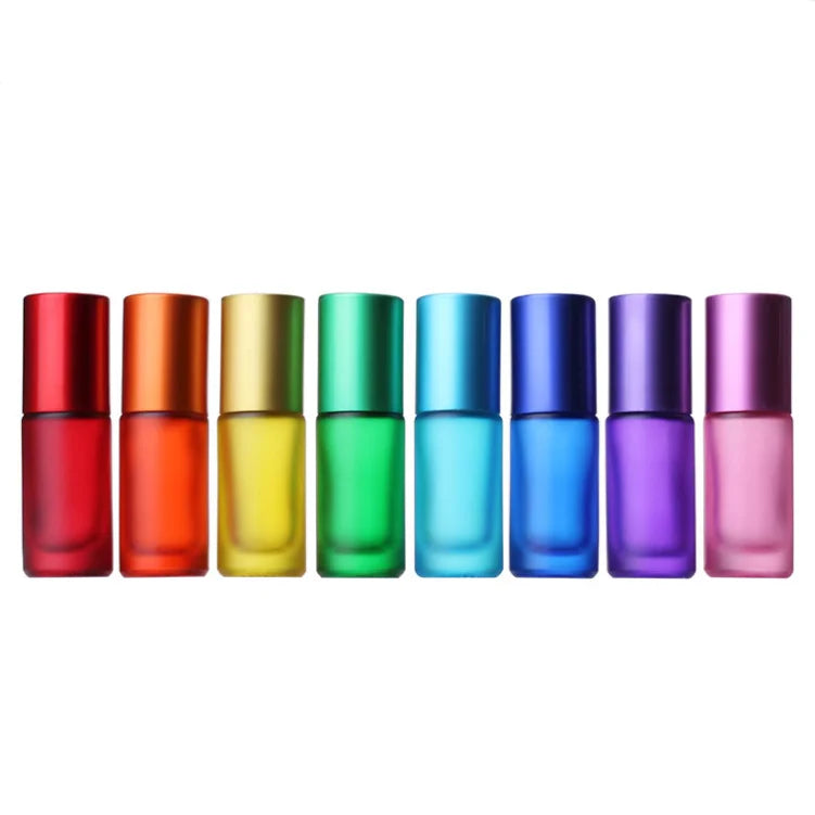 Colored Essential Oil Perfume Roller Bottle 5ml Empty Jade Glass Roll on Cosmetic Packaging