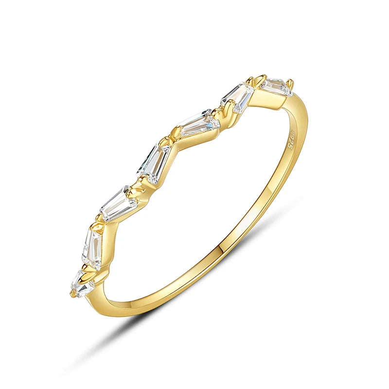 CZCITY Trendy Zircon Geometric Ring Designs Jewelry Ring Wholesale 14K Gold Plated 925 Silver Jewelry Rings for Women