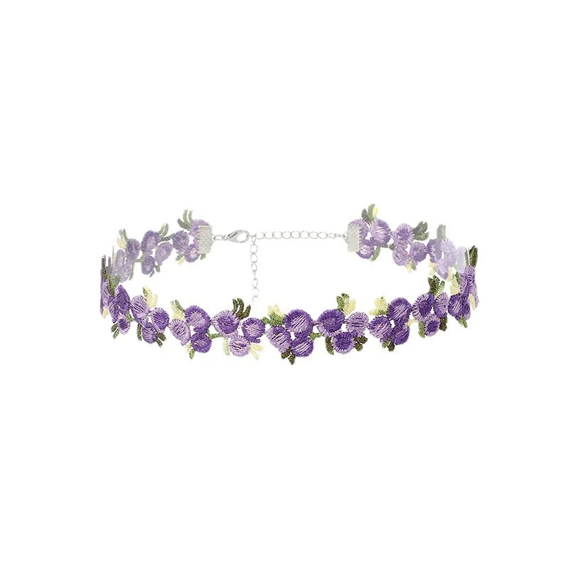 AA00234 Fashion Flower Choker Necklaces for Women Teens Girls Lace Classic Floral Jewelry Match With Dress