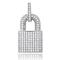 Hip Hop Bling Lock Pendant Iced Out AAAAA Cubic Zircon Copper Rope Chain Rhodium Plated Necklace for Men Jewelry Charm