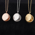 MECYLIFE Vintage Flower Pattern Locket Necklace Women Fashion Stainless Steel Photo Frame Necklace Memorial Jewelry
