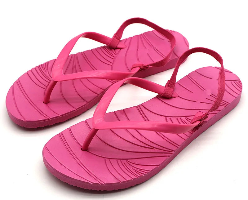 Women's Lightweight Summer Flip Flops PVC Sole Beach for Slippers with Anti-Slip Strap Breathable Debossed Design