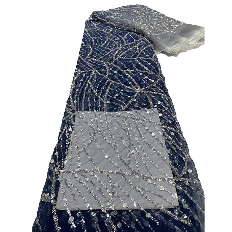 Wholesale Sequins Beads Embroidery Swizz Lace Fabric African Embroidered Beaded Laces Fabrics