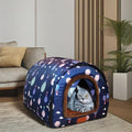 All Weather XL Pet House Dual-Use Strongly Foldable Dog Cat Bed Sustainable Cave Print Pattern Made Oxford Fabric Removable