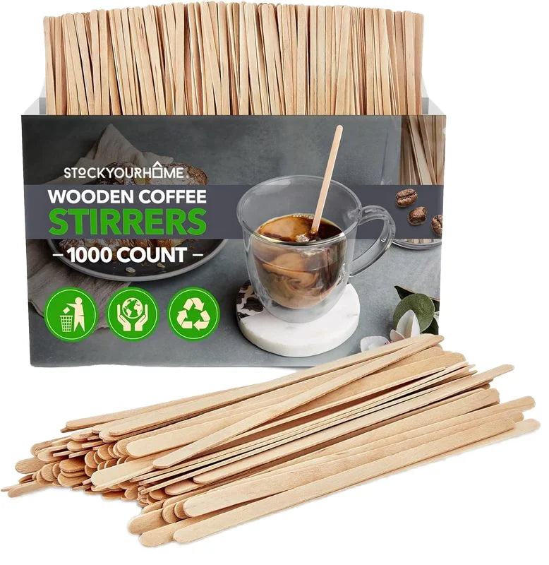 Natural Disposable Round Wooden Coffee Paint Sticks Stirrer