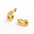 New Trendy Earring 18K Gold Plated Chic Double Rows Stainless Steel Hoop Earrings for Women