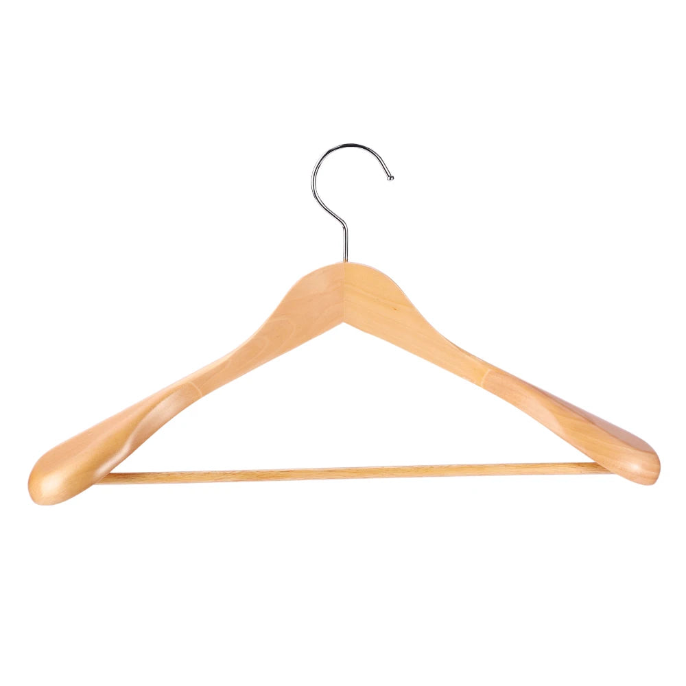 Wholesale Coat Hangers Natural Color Garment Wood Hanger Adults Wooden Clothes Suit Coat Hangers