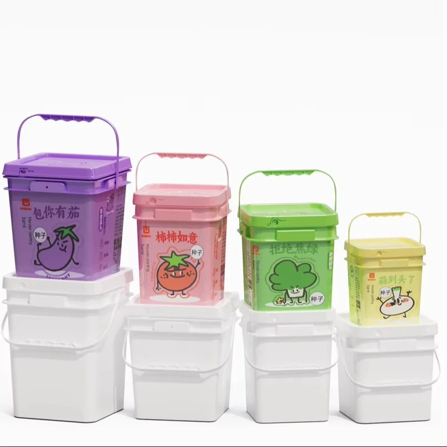 Food Safe BPA-Free 5 Gallon 20L Square Plastic Pail Bucket with Handle and Lids for Toys Home Storage Square Plastic Buckets