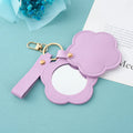 Custom Logo Flower Shape PU Leather Keychain Compact Mirror Portable Makeup Mirror Travel Pocket Cosmetic Mirror for Women MegaBDM