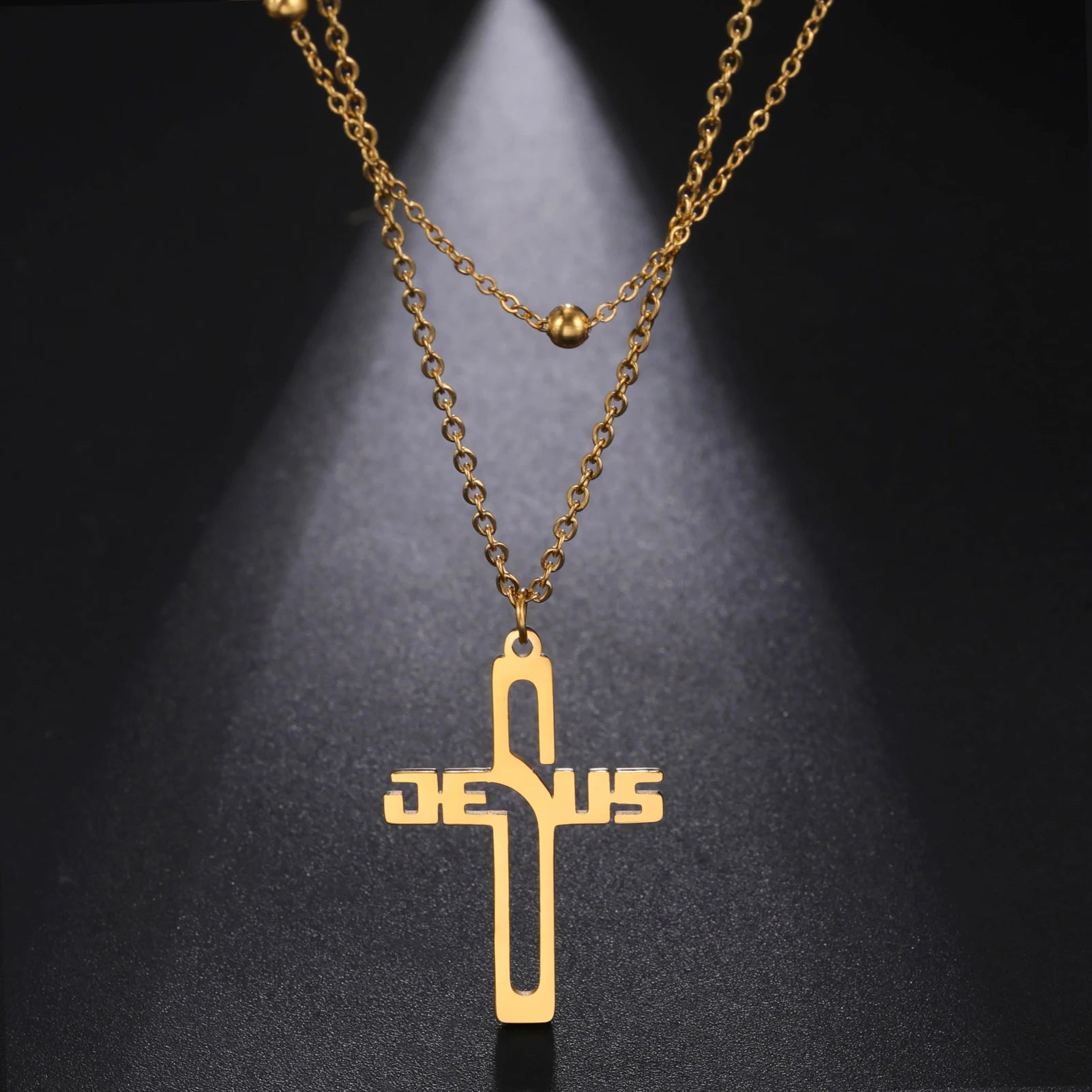 Myshape Cross Necklace for Women Men Stainless Steel Gold Color Christian Jesus Amulet Choker Chain Necklaces Jewelry Wholesale