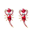 Fashion Jewelry Glass Animals Scorpion Earrings Dangling Colorful Rhinestone Crystal Crab Shaped Stud Earrings