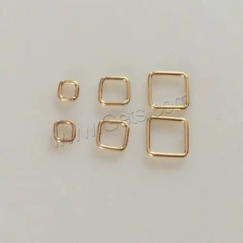 14K Gold Plated Jump Ring Machine Cut Closed Square Shape DIY Jewelry Findings Brass base
