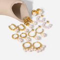 Elegant Real Baroque Freshwater Fresh Water Pearl  Basic Hoop Earring Stainless Steel Earring Party Jewelry